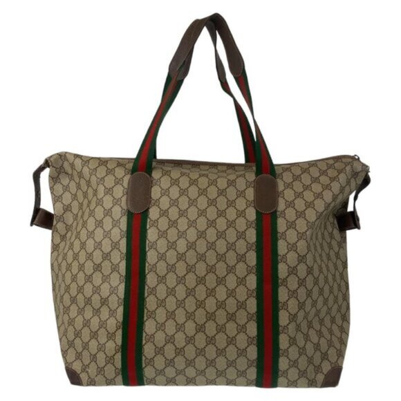 Authentic Gucci GG XL Travel Bag Sherry Supreme Ophidia Canvas Tote Bag Shoulder - Picture 5 of 13